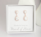 Will you be my Bridesmaid, Bridesmaid Gift,  Rose Gold Drop Earrings, Rose Gold Dangle Earrings, Rose Gold earrings, Bridal