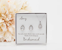 Will you be my Bridesmaid Proposal Gift, Tear Drop Earrings for Bridesmaids, Jewelry Sets for Bridesmaid,  Bridesmaid Gifts PD