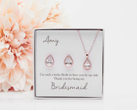 Will you be my Bridesmaid Proposal Gift, Tear Drop Earrings for Bridesmaids, Jewelry Sets for Bridesmaid,  Bridesmaid Gifts PD