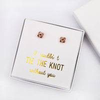 I couldn't tie the knot without you bridesmaids earrings, gold knot earrings