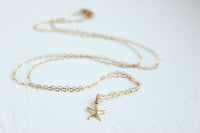 Tiny Gold Starfish Necklace, starfish necklace, beach wedding,