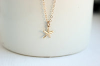 Tiny Gold Starfish Necklace, starfish necklace, beach wedding,