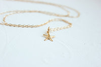 Tiny Gold Starfish Necklace, starfish necklace, beach wedding,
