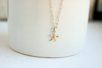 Tiny Gold Starfish Necklace, starfish necklace, beach wedding,