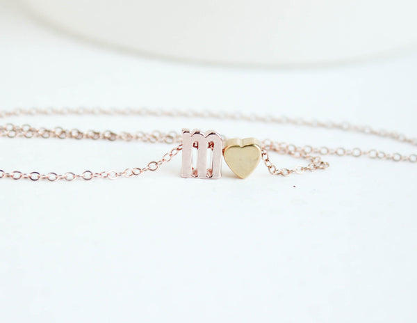 Rose Gold Jewelry, Rose Gold Letter Necklace, Lower Case Letter, Rose Gold Initial, Rose Gold Initial Necklace, Initial Jewelry