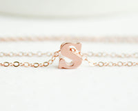 Rose Gold Letter Necklace, Lower Case Letter, Rose Gold Initial, Rose Gold Initial Necklace, Initial Jewelry