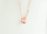 Rose Gold Letter Necklace, Lower Case Letter, Rose Gold Initial, Rose Gold Initial Necklace, Initial Jewelry