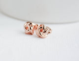 Knot Earrings, Bridesmaid Earrings, Rose Gold Knot Earrings, Rose Gold Studs, Bridal Earrings, Rose Gold Earrings, Everyday Earrings,