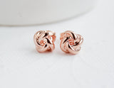 Knot Earrings, Bridesmaid Earrings, Rose Gold Knot Earrings, Rose Gold Studs, Bridal Earrings, Rose Gold Earrings, Everyday Earrings,