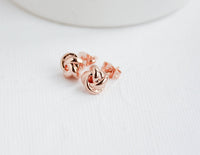 Knot Earrings, Bridesmaid Earrings, Rose Gold Knot Earrings, Rose Gold Studs, Bridal Earrings, Rose Gold Earrings, Everyday Earrings,