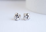 White Gold Knot Earrings, Knot Earrings, White Gold  Studs, Bridal Earrings, Silver Earrings, Everyday Earrings, Bridesmaid Earrings