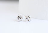 White Gold Knot Earrings, Knot Earrings, White Gold  Studs, Bridal Earrings, Silver Earrings, Everyday Earrings, Bridesmaid Earrings