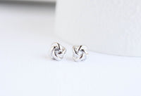 White Gold Knot Earrings, Knot Earrings, White Gold  Studs, Bridal Earrings, Silver Earrings, Everyday Earrings, Bridesmaid Earrings