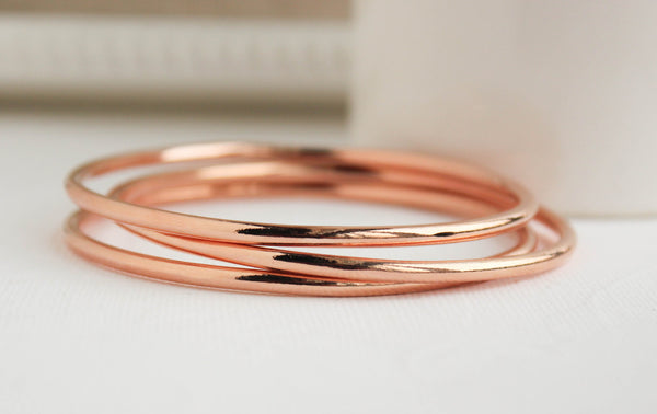 Rose Gold Bangles - Set of 3