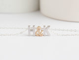 Silver Initial Necklace, Silver Upper Case Letter, Couples Necklace, Love Necklace, Gold Love Letters Necklace