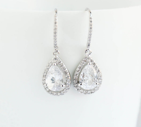 White Gold Drop Earrings