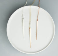 Long Necklace, Long Gold Bar Necklace, Gold Spike, Rose Gold Spike,Silver Spike, Gold Necklace, Layering Necklace , Long Necklace