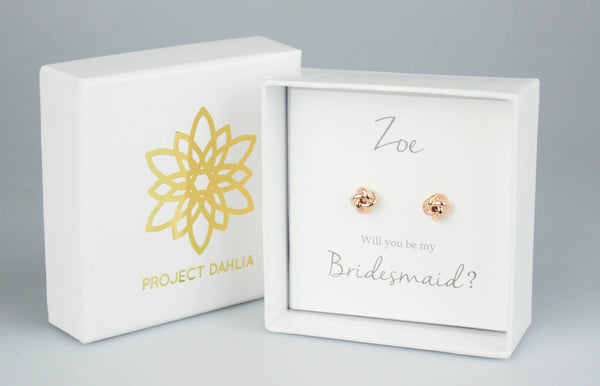 Tie the Knot Rose Gold Knot Earrings for Bridesmaids