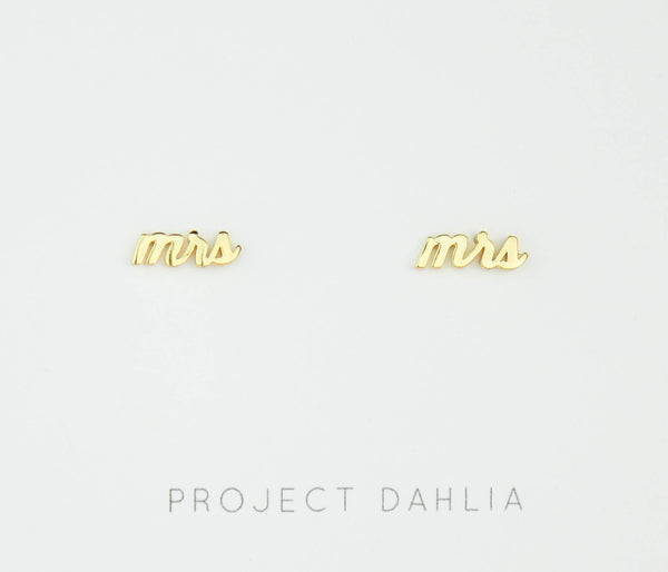 Gold Mrs Earrings